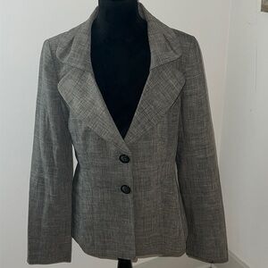 Classiques entire heather brown two button front tie back blazer suit jacket 12